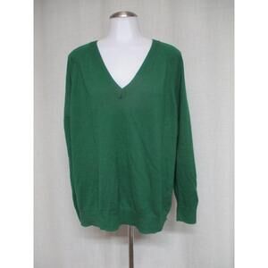 BANANA REPUBLIC Green stretch knit V Neck Pullover Long Sleeve Sweater sz XL CB
